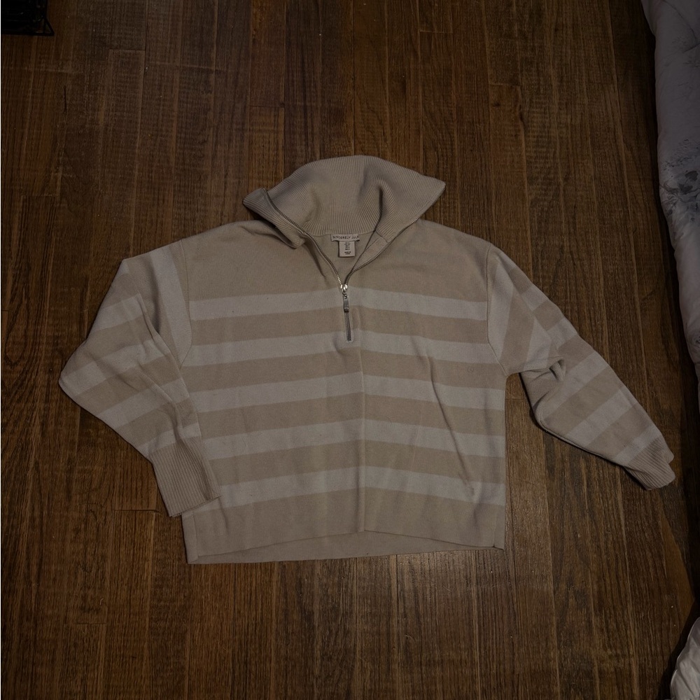 Sincerely Jules Beige Striped V-Neck Sweater
